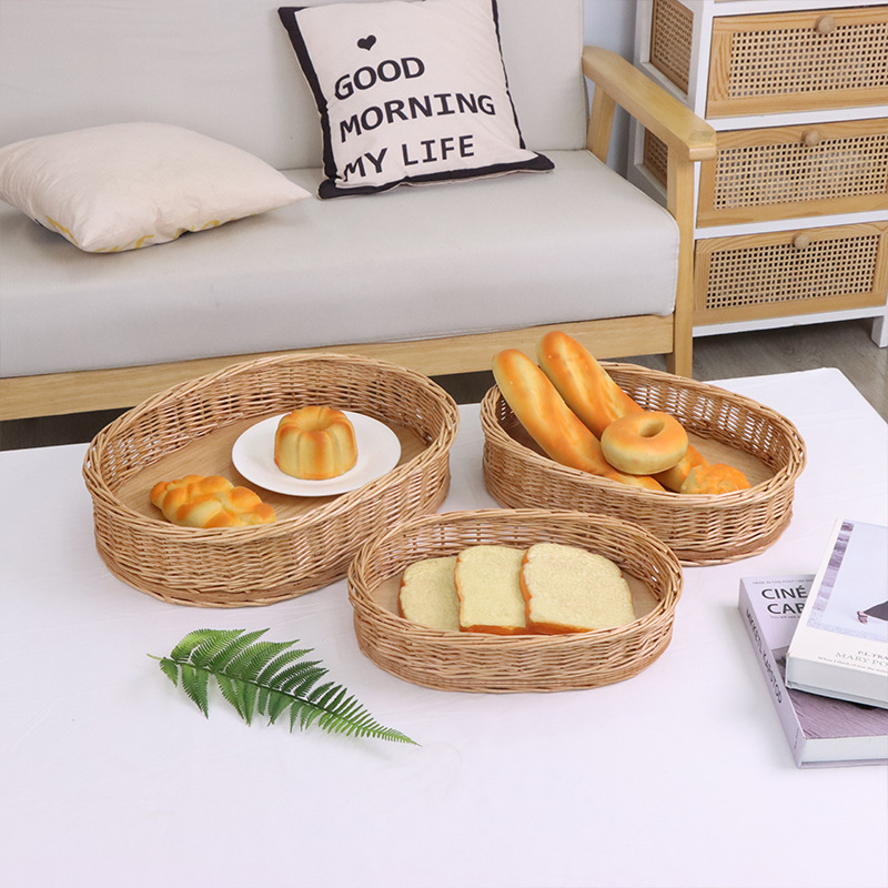 [Nuevo producto] Aperitivos de mimbre hechos a mano, pan tejido en la sala de estar, bollos al vapor, cestas de frutas, bandejas de frutas de almacenamiento de ratán, hogar