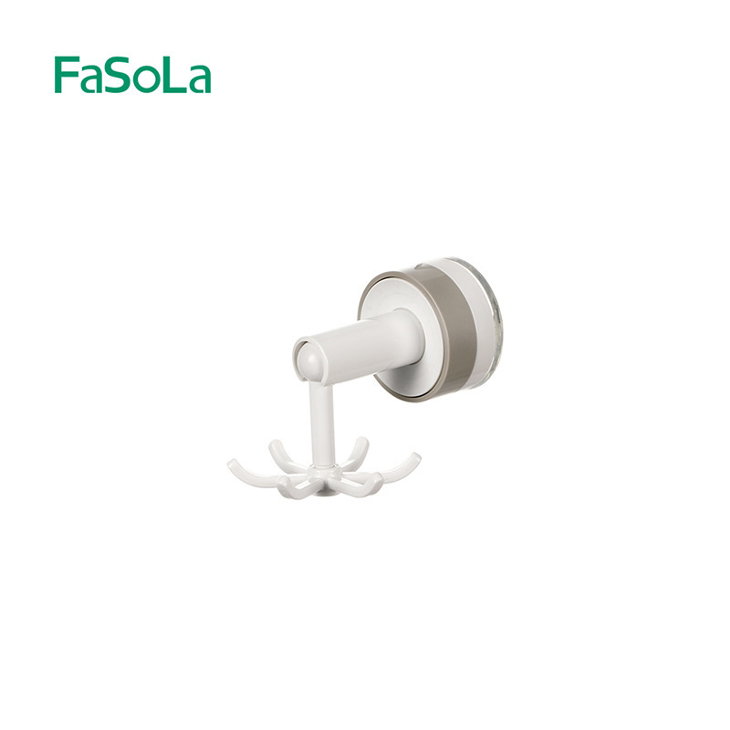 FaSoLa 回転フック パンチフリーハンガー 多目的キッチン バスルーム 壁収納ラック 吸盤 6本爪フック|undefined