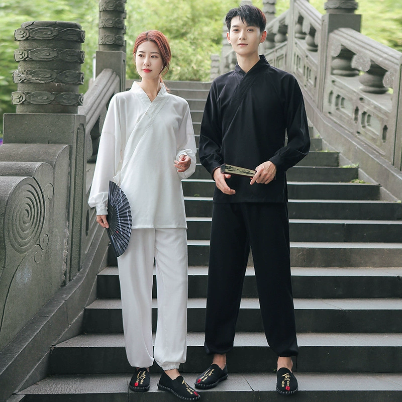 Даосский костюм Мужской и Женский Костюм тайцзи Новый стиль Элегантный костюм для практики тайцзи Льняной костюм Ушу Тренировочный костюм Даосский Халат