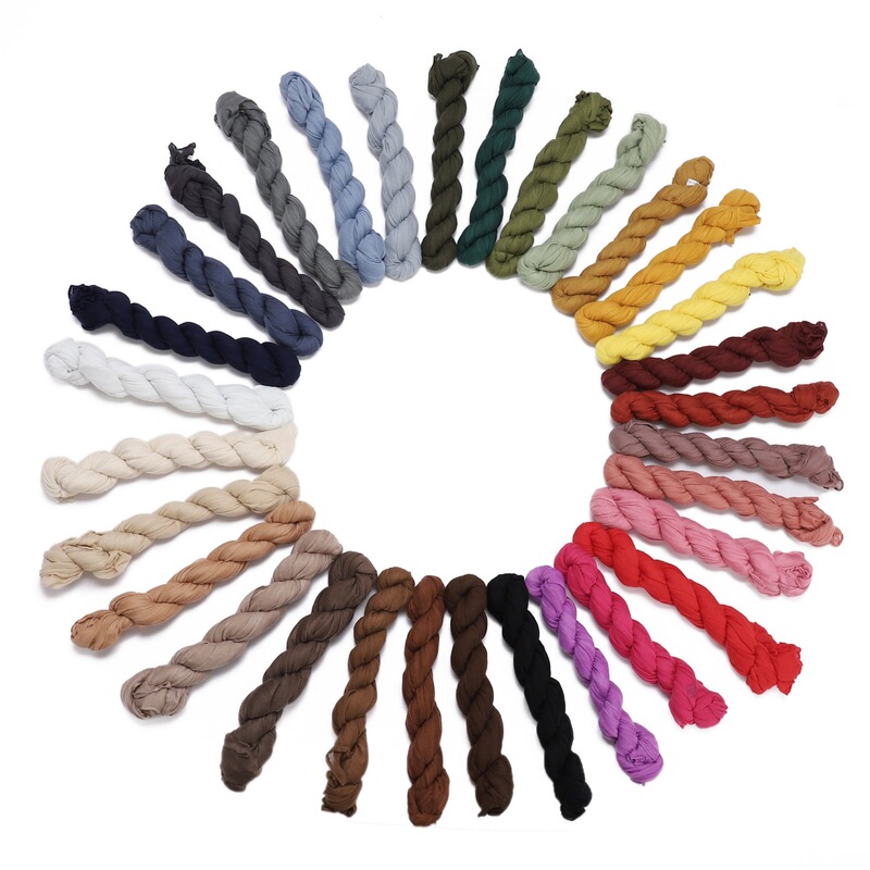 Cross-Border spring and autumn pure color silk yarn twist wrinkle cotton and linen breathable thin scarf female cover scarf in stock wholesale Cross-Border spring and autumn pure color silk yarn twist wrinkle cotton and linen breathable thin scarf female cover scarf in stock wholesale