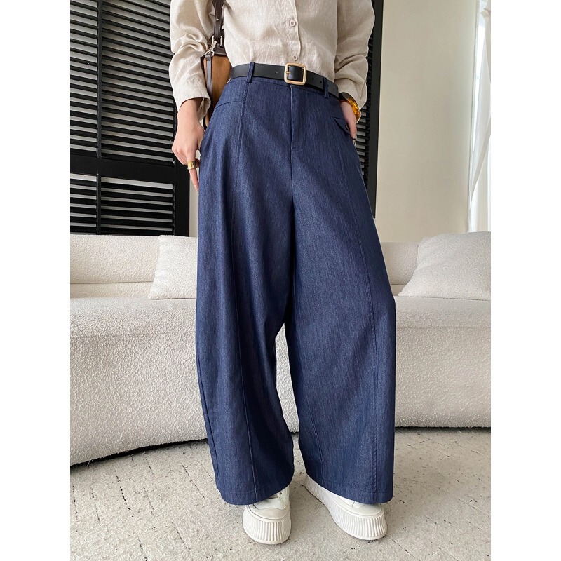 SINAN Autumn New Collection: Figure-flattering, high-waisted, loose-fit, cocoon-style wide-leg jeans with a semi-elastic waistband, SN9398 SINAN Autumn New Collection: Figure-flattering, high-waisted, loose-fit, cocoon-style wide-leg jeans with a semi-elastic waistband, SN9398