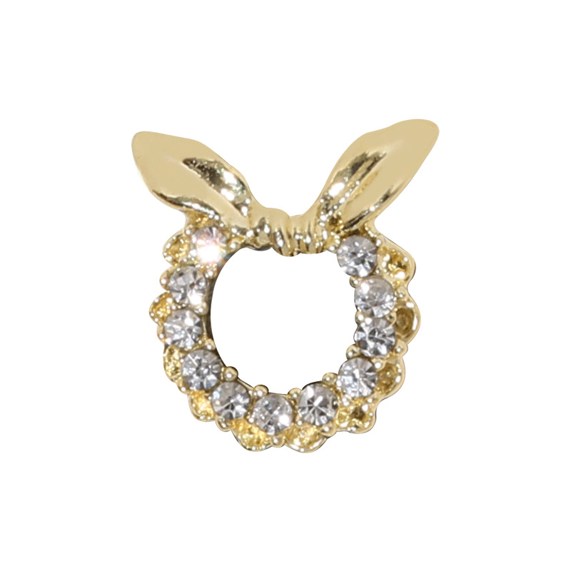 2022 nueva aleación de uñas joyería metal plata arco Super brillante diamante completo guirnalda 3D oso clavo Taladro