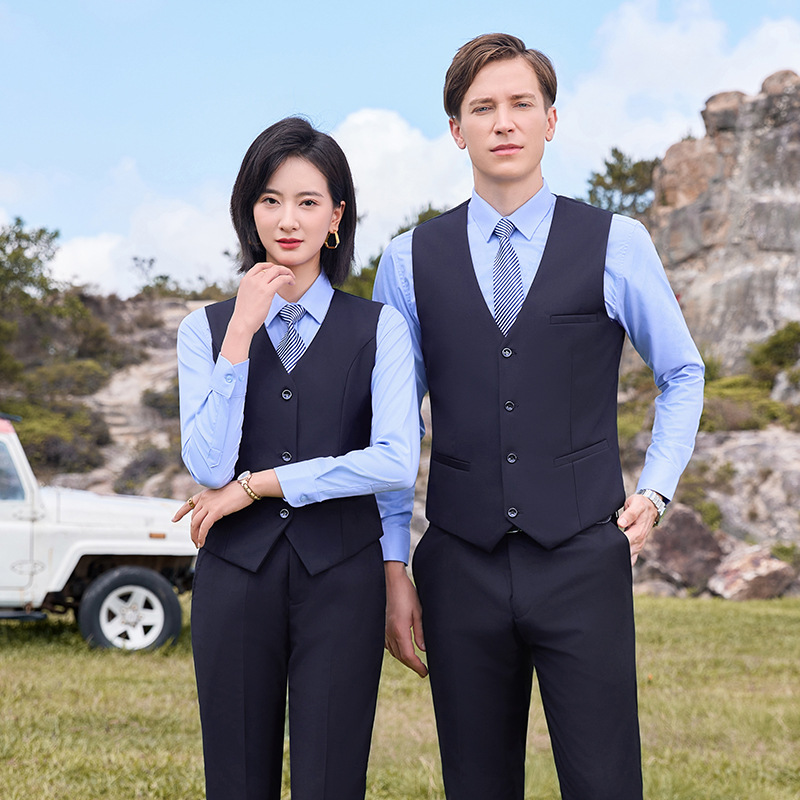 春秋大码背心男士会所俱乐部马夹修身西装马甲男女同款工作服套装