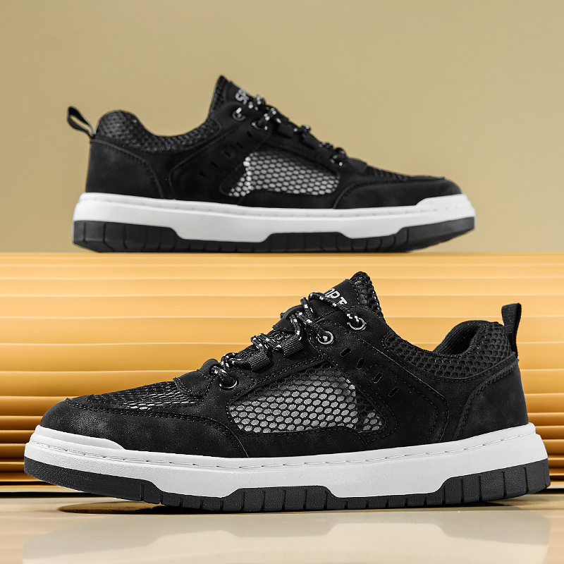 Herr Skateskor Sommar Andningsbara Deodorant Mesh Tunn Sektion Ihålig Casual Sport Herrskor Ungdom All Match Vita Skor_voghion.com