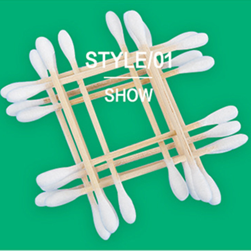 Hisopo de algodón blanco hisopo de algodón desechable Hisopo de algodón de 200 cabezas caja de plástico cabeza de algodón de doble cabeza algodón cosmético