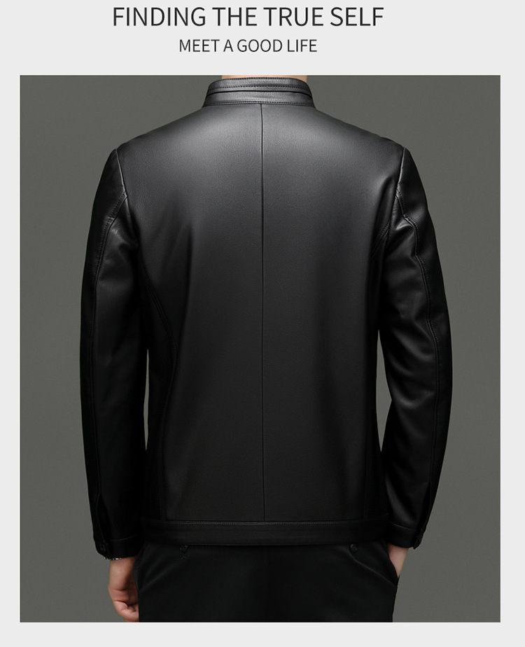 Stylish Men's Leather Jacket Stand Collar Winter Coat For Men_voghion.com