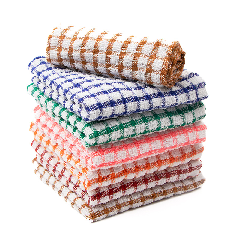 彩色格子小方巾厨房巾吸水去油污洗碗巾批发毛巾全棉抹布吸水茶巾