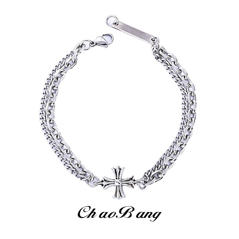 Cross Bracelet Men's Titanium Steel Light Luxury High-End Simple Versatile Accessories Hand Jewelry Women's Retro Style Jewelry Wholesale Cross Bracelet Men's Titanium Steel Light Luxury High-End Simple Versatile Accessories Hand Jewelry Women's Retro Style Jewelry Wholesale
