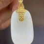 和田双面金镶18k白玉