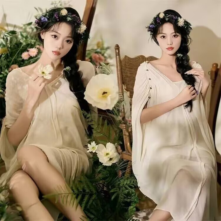 New Retro Photo Studio Maternity Clothing Cool Chinese Style Pregnant Mommy Dress Big Belly Photo High-End Photography Photo