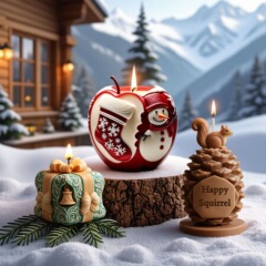 クリスマスシリーズの香りのキャンドルシリコンモールド DIY クリスマス雰囲気の装飾品アップル立体研削ツール