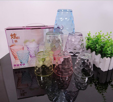炫彩雨点杯六件套 玻璃杯两件套水杯 礼品杯套装会销礼品