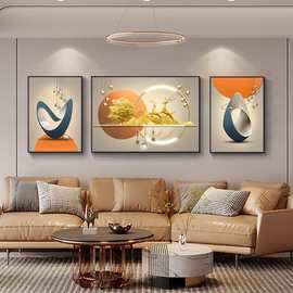 感客厅装饰画寓意壁画沙发背景墙挂画现代轻奢简约铝合金框