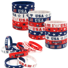 跨境美国国旗USA橡胶手链节日派对纪念爱国主义独立日硅胶手环