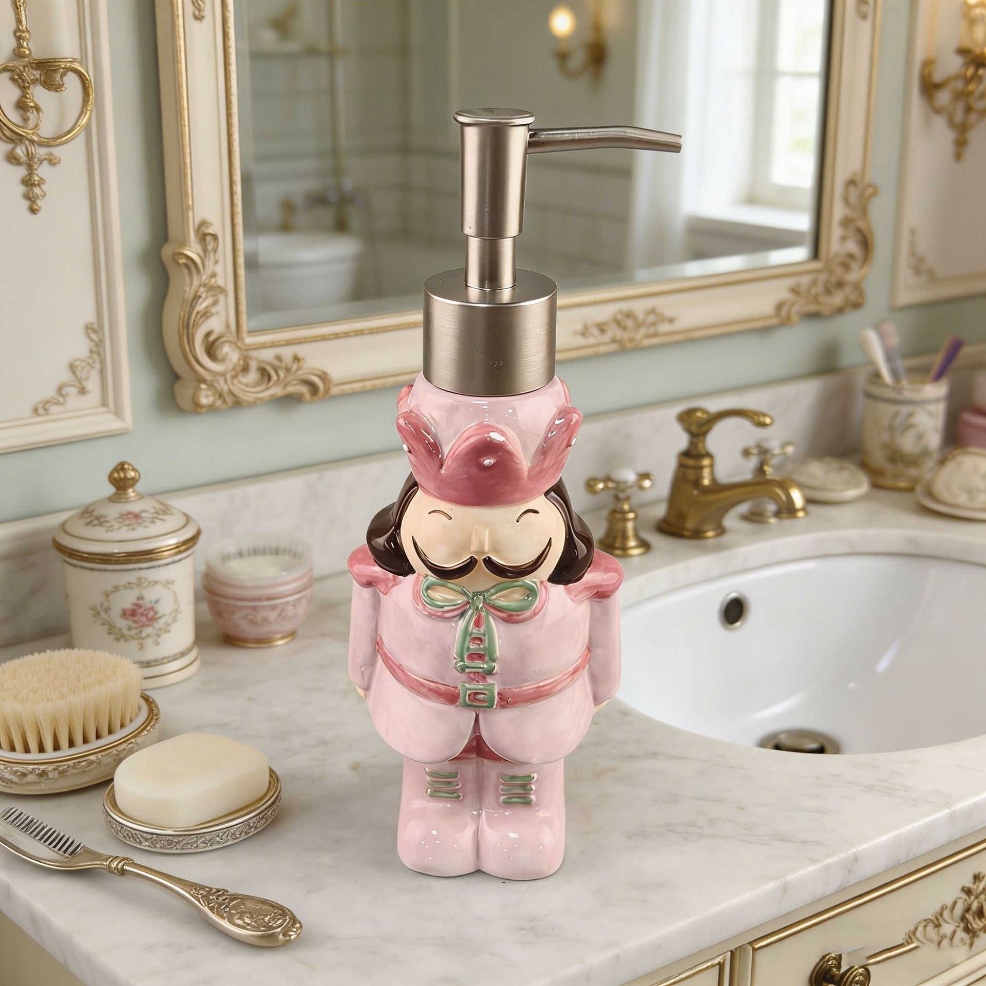 Navidad cascanueces de cerámica botella líquida de envasado en el hogar decoración de botella de prensa de baño de baño