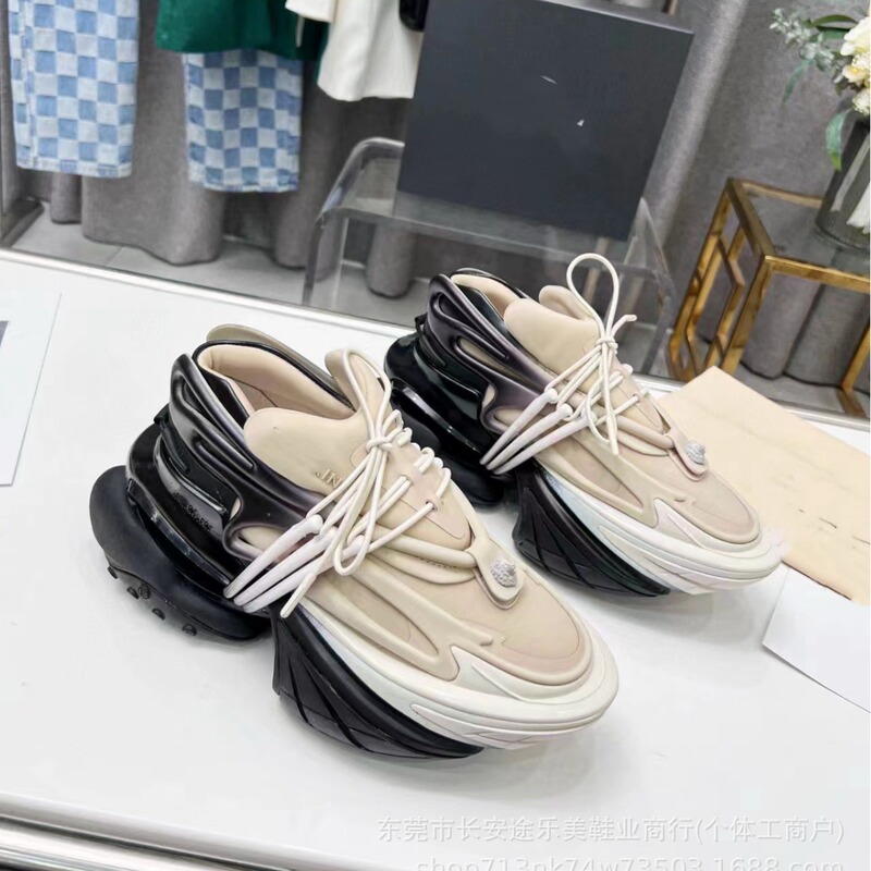 2023 New Balmain Casual Shoes Thick Bottom Fashion Color-block sneaker Spaceship Space Couple Torre Shoes