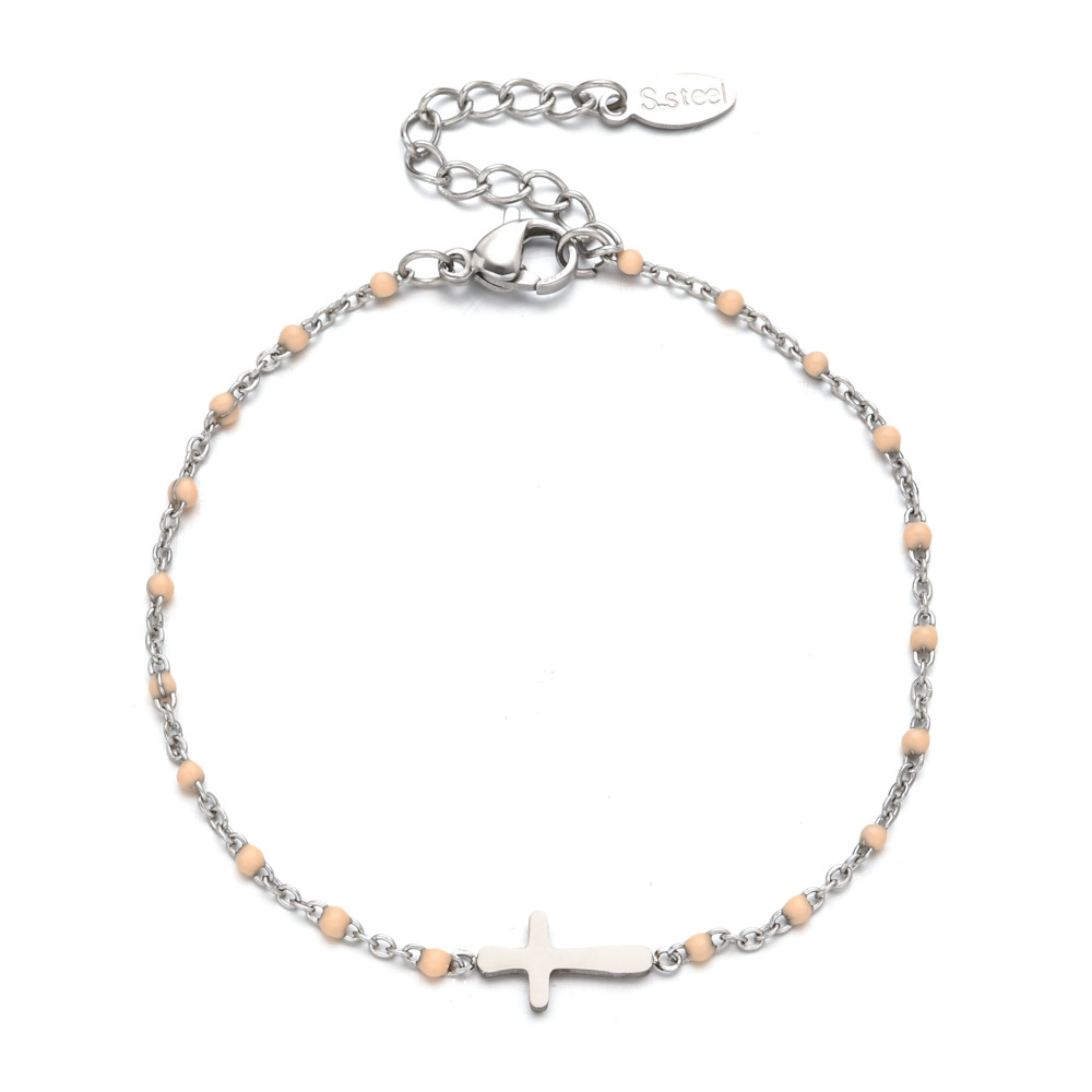 10g Weight Bracelets Classification 1 Piece Quantity Daily Occasion Stainless Steel Material Cross Pattern Women's Gender Enamel, Plating Design Simple Style Style Simple Style Cross Stainless Steel Enamel Plating Bracelets 11