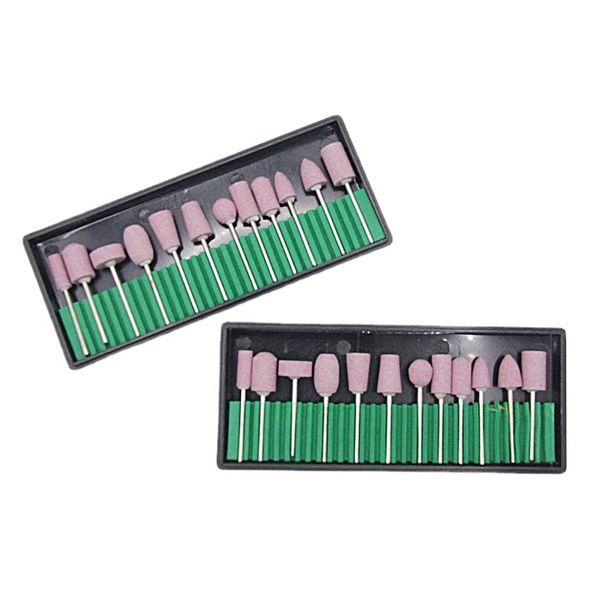 Brocas de cuarzo para taladro de uñas, cabezales de pulido eléctricos, papel de lija rojo flint, juego de 12 piezas, cabezales de pulido de diamante.