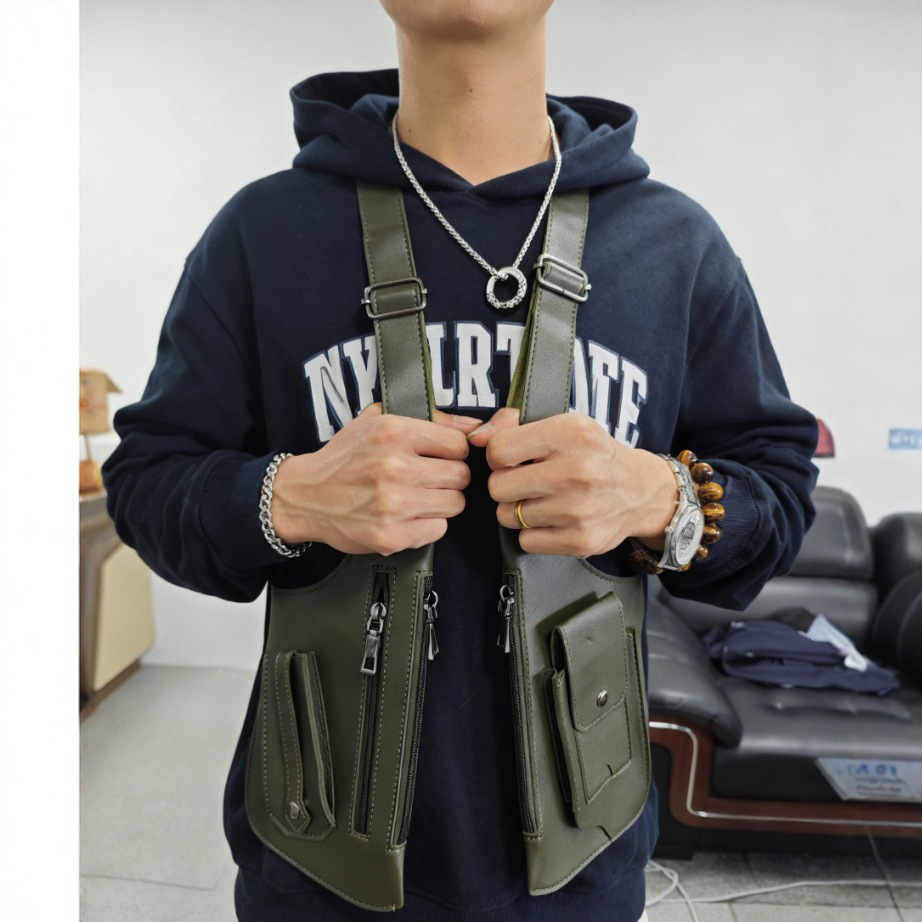 Vest Bag Tactical Chest Bag New Men's Retro Backpack Armpit Bag Multi-Functional Shoulder Bag Outdoor Sports Men's Bag