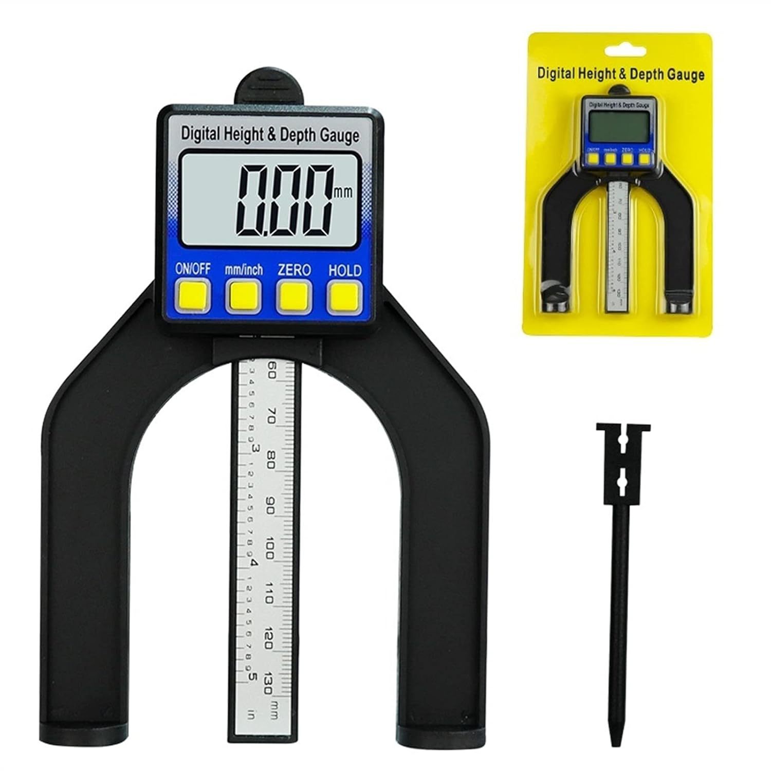 高精度数显木工深度尺0-80mm台锯深度尺高度尺孔深测量卡尺