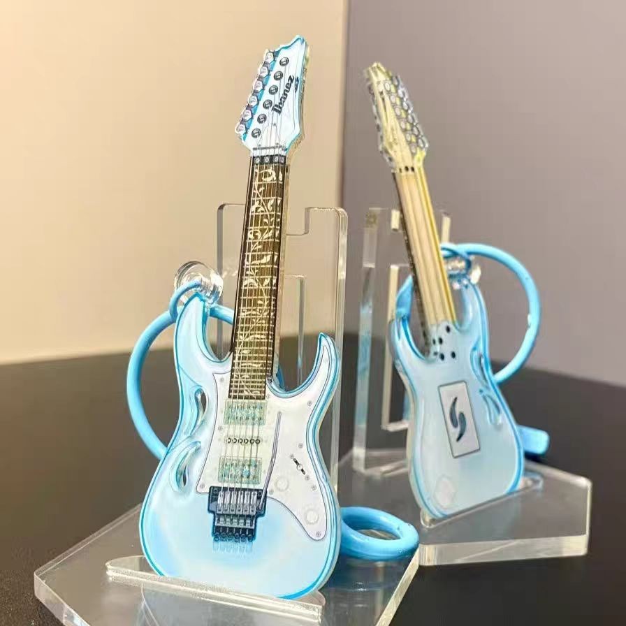 Nuevo alto valor directo de suministro acrílico llavero creativo violín bolso llave colgante logotipo colgante de impresión