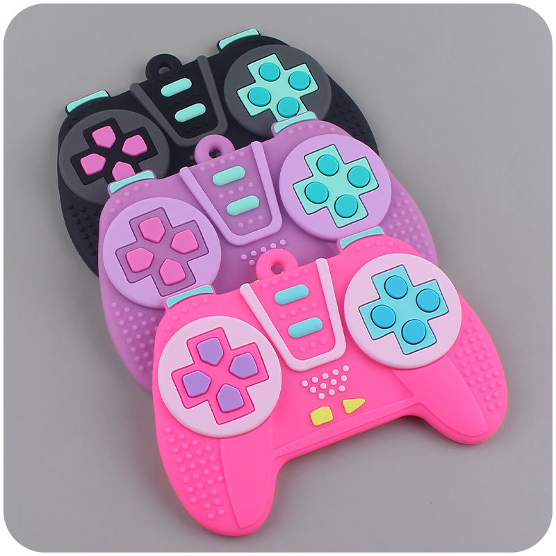 Nuevo bebé suministros de dibujos animados juego mango mordedor bebé creativo silicona mordedura pegamento teether palo juguete