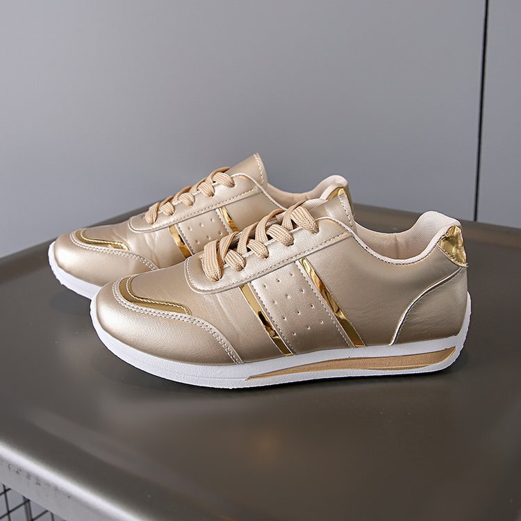 Taizhou Jiushi Large Size Golden Forrest Gump Shoes 2025 New Autumn Flats Lace-Up Running Shoes Women's Fashion Sports Shoes