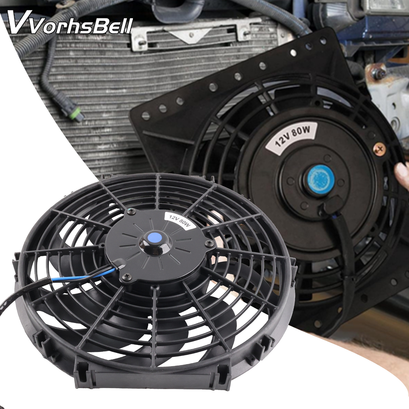Cross-Border Auto Parts Factory Other Cooling Modification Fan Universal DIY 10 12 Inches 12V 80W 90W