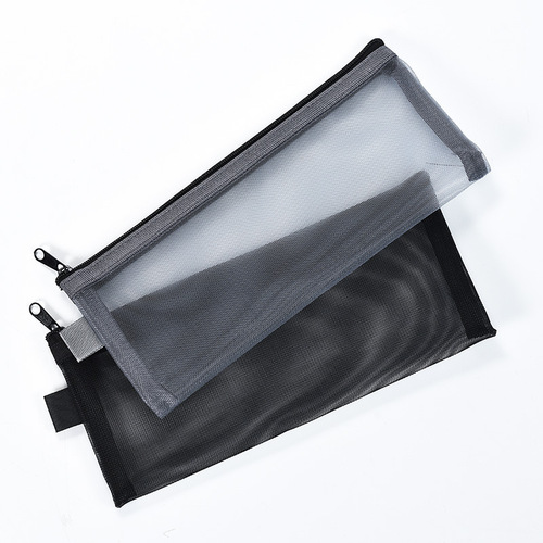 Mesh Pen Pouch Transparent Stationery Bag Korean Style Minimalist Portable Student Exam-Specific Pencil Case Zipper Bag Receipt Bag