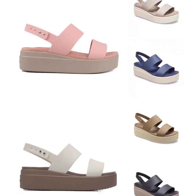 2023 New Hole Shoes Women High Heels Brooklyn Comfortable Lightweight Casual Thick Wedge Sandals