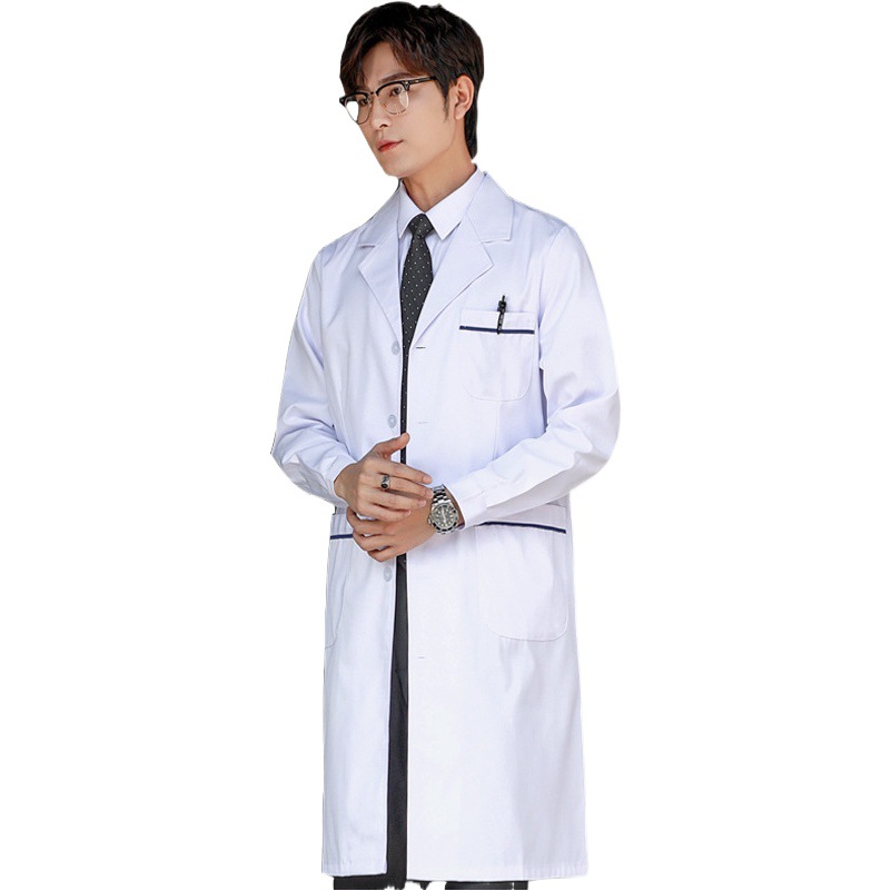 White gown long-sleeved doctor's clothing male nurse's clothing female oral dentist printed logo printing experimental overalls