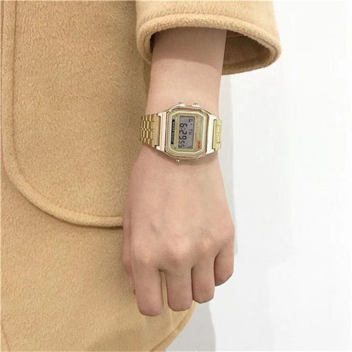 New Factory Steel Strap Small Square Hand-Made or Non-Hand-Made Fashion Transparent Bracelet Student Electronic Watch