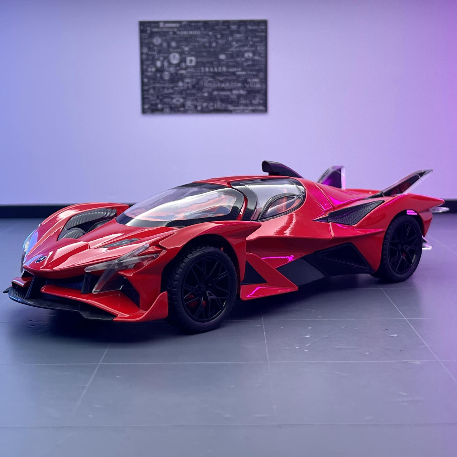 Nuevo modelo de coche de aleación Haodi 1:24 Apollo sol Dios deportivo coche sonido y luz Tire hacia atrás coche de juguete modelo de música adornos