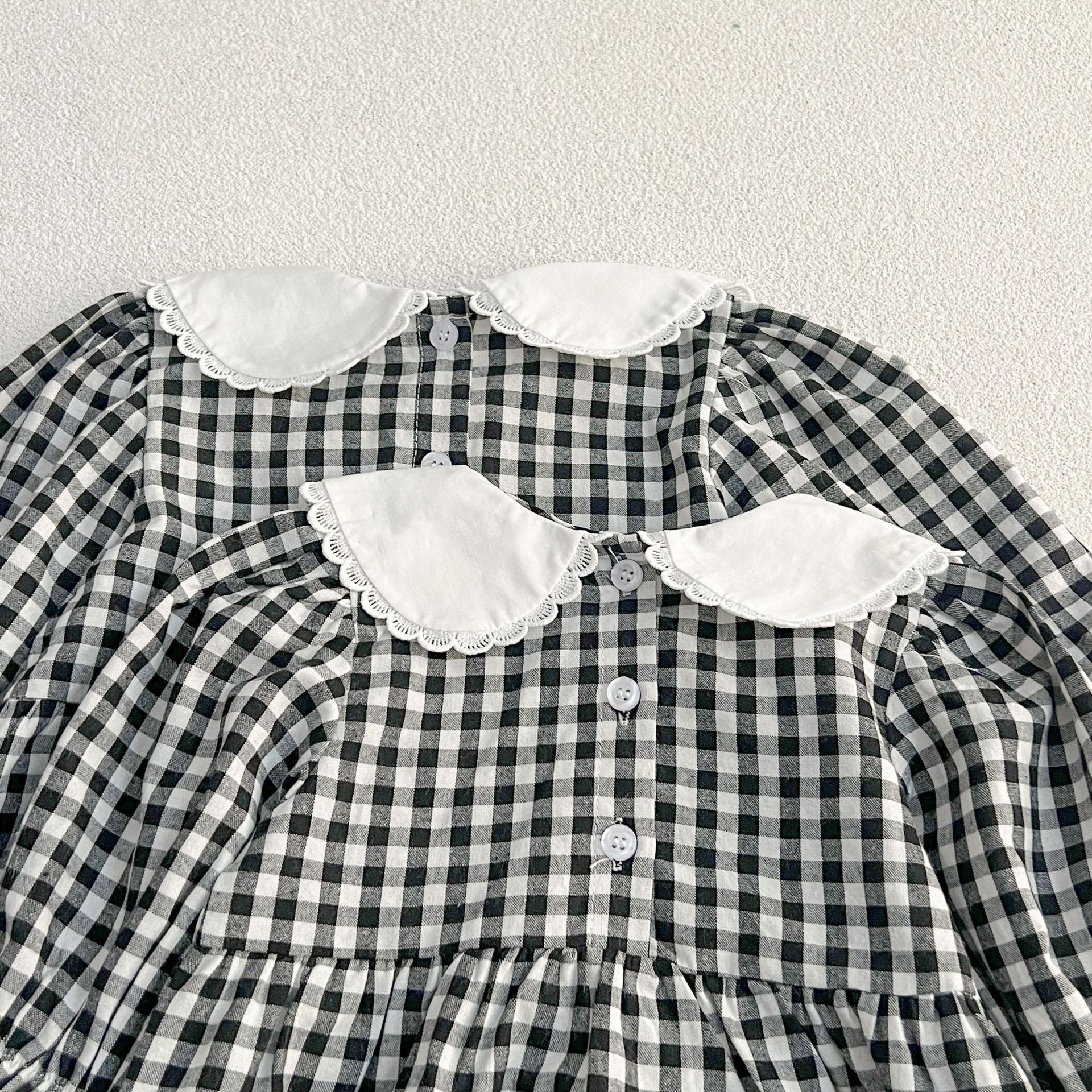 Lapel Princess Checked Gauze Skirt Image 6