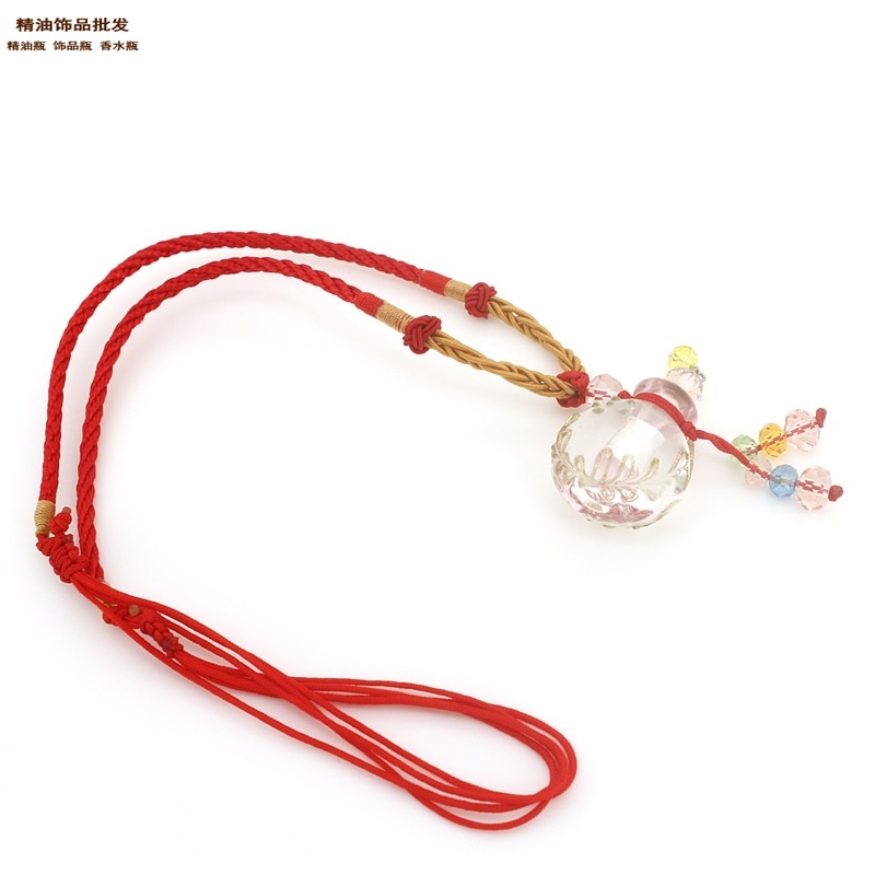 精油饰品网透明扁圆大巴洛克精油瓶配大红缨诺绳项链4.jpg