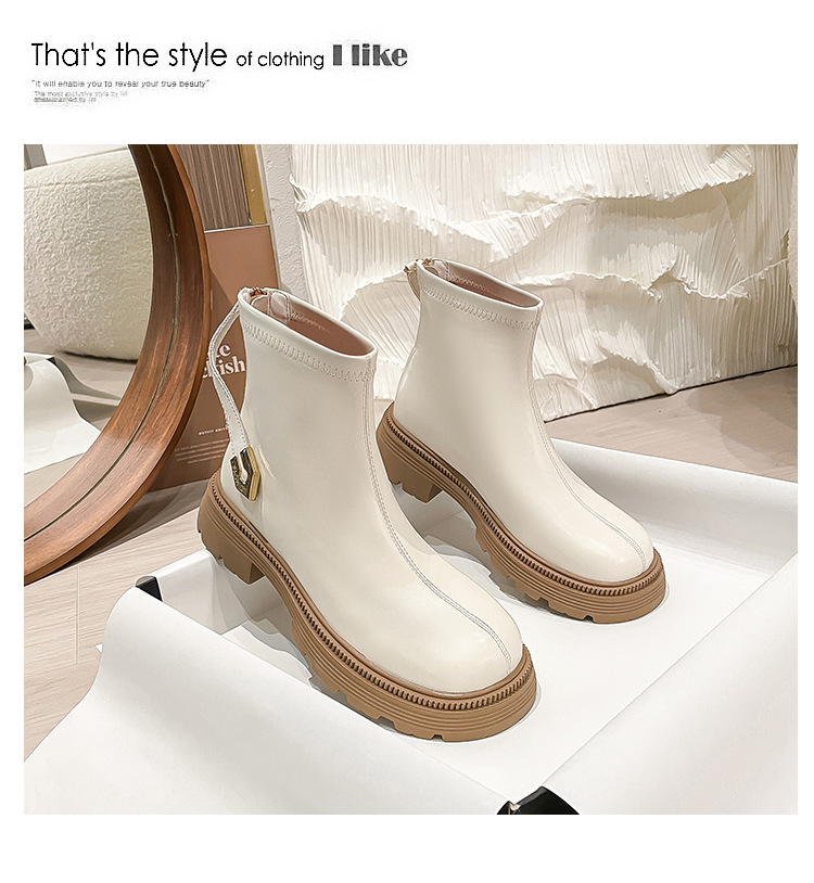 Women's Mesh Ankle Boots Thick Sole Back Zipper Single Boots_voghion.com