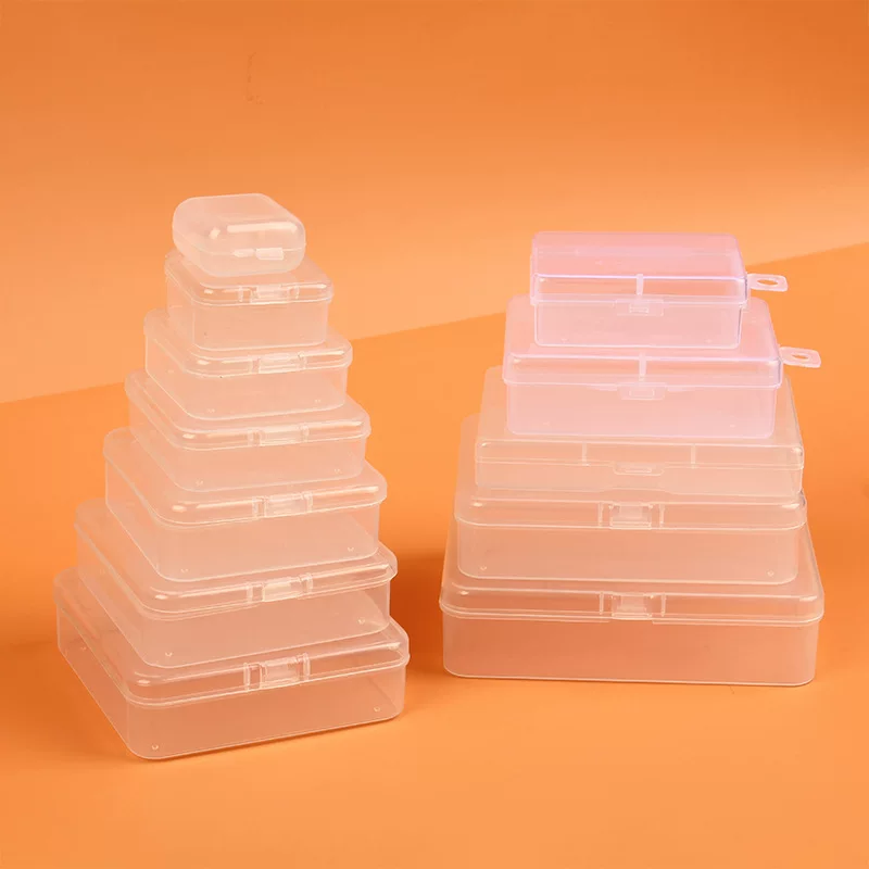 RSNN Square Transparent Plastic Storage Box for Accessories with Beads - Clear Mini Box
