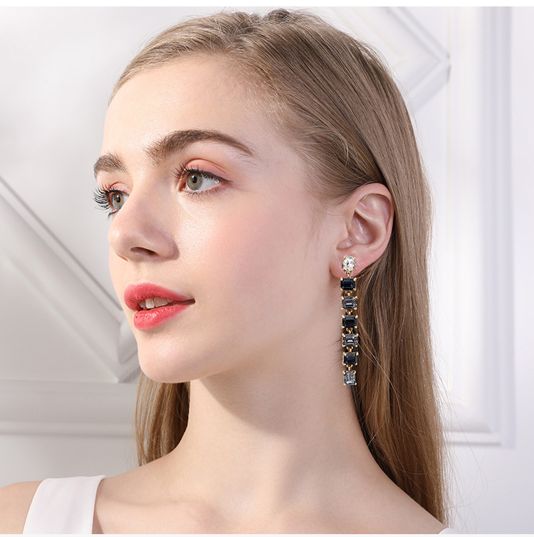 Square Pattern 1 Pair Fashion Square Alloy Rhinestone Women's Drop Earrings