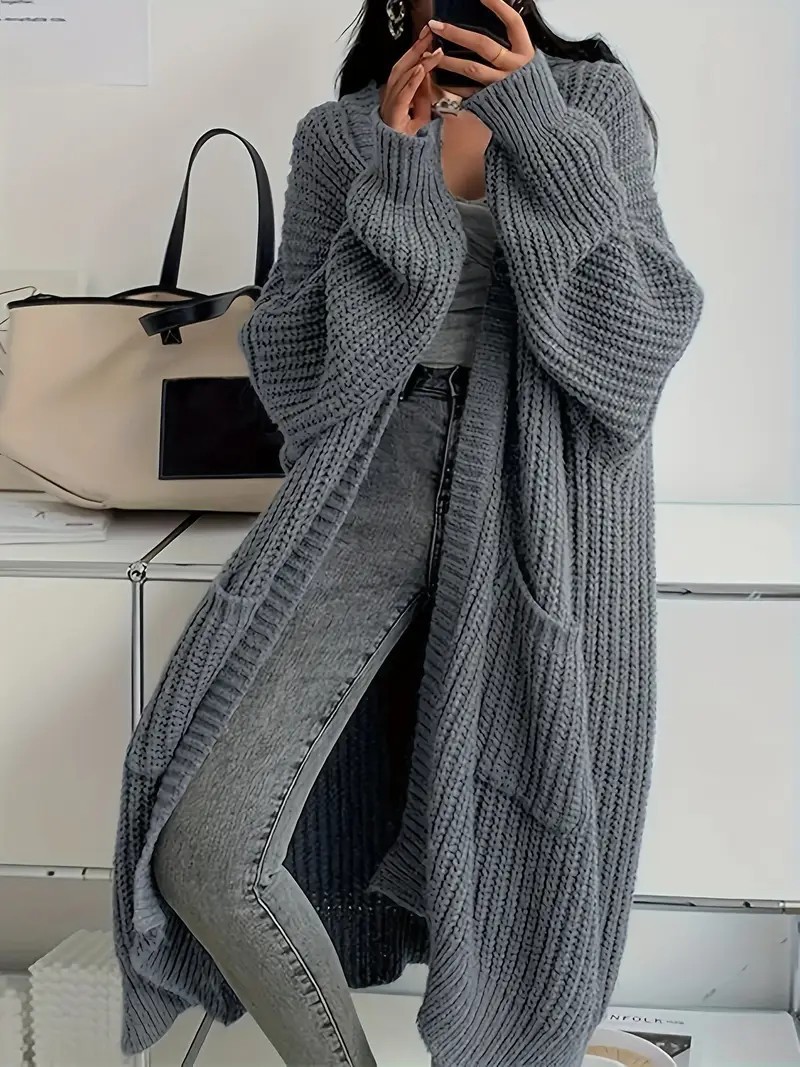 Long Sweater Coat Loose Long-Sleeved Knitted Cardigan 10 Long Sweater Coat Loose Long-Sleeved Knitted Cardigan