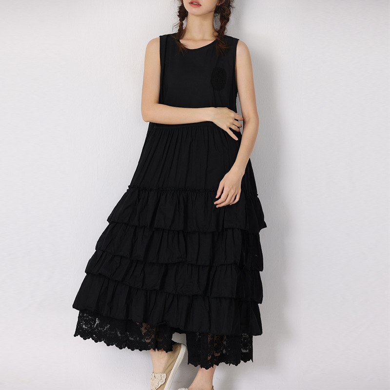 クロスボーダーの女性の甘い森の女性の減齢の純色の袖なしのケーキのスカートはゆったりしています。