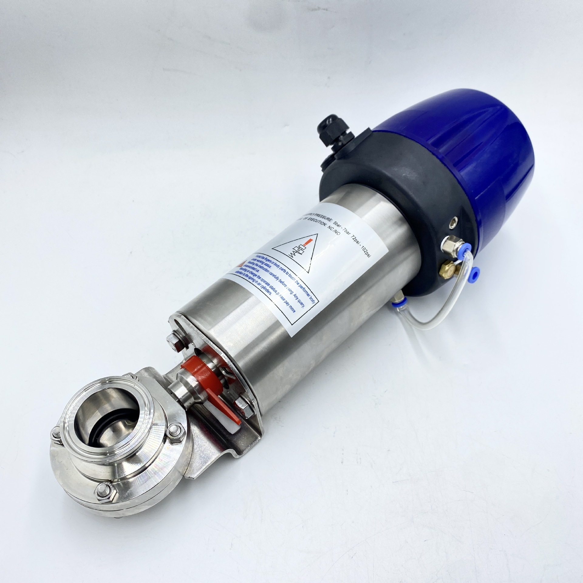 不锈钢卫生级304气动蝶阀智能开关型气动单作用快装蝶阀带智能头