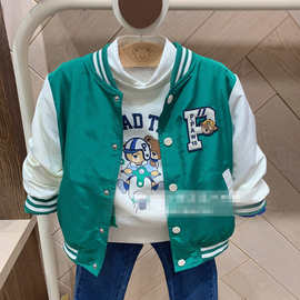 韩版童装外贸尾单国内专柜男童2色棒球服外套夹克PCJAC1212M