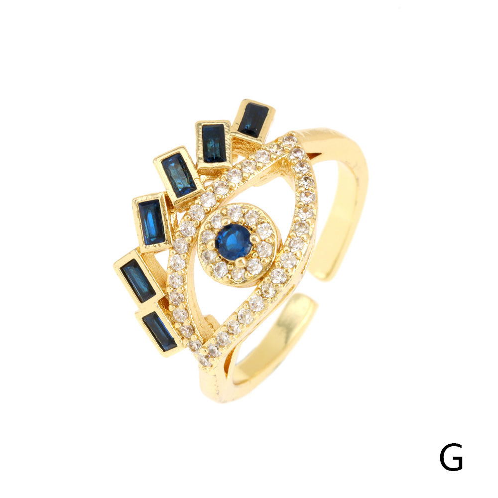 Fashion Eye Copper Inlay Zircon Open Ring 1 Piece