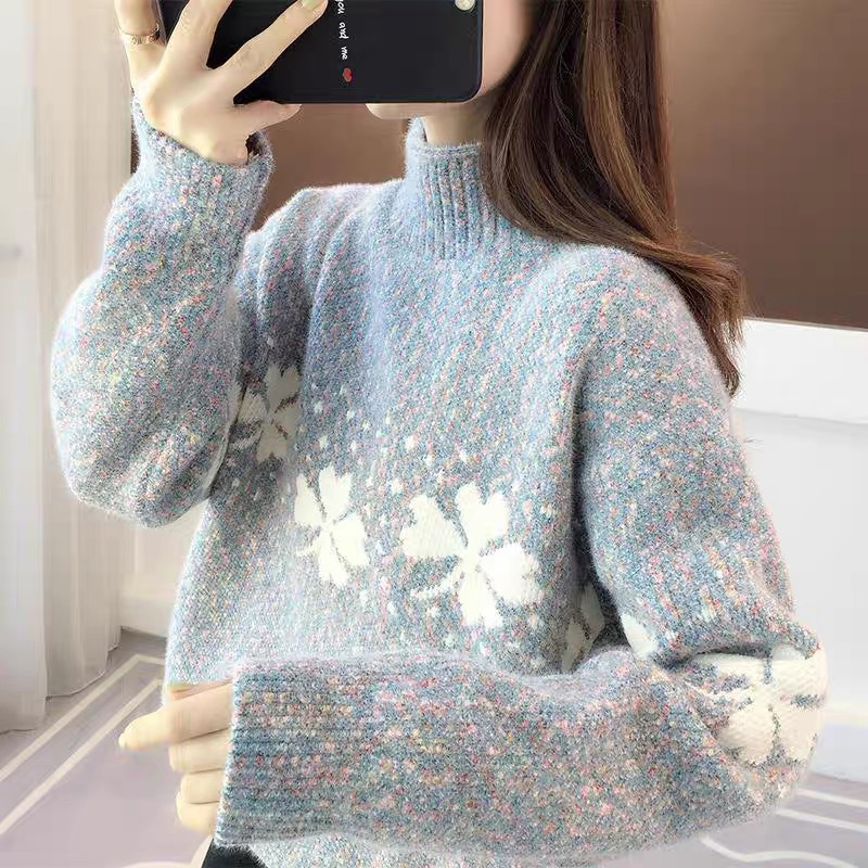 Half-turtleneck Lazy Wind Chenille Sweater Women's Autumn and Winter Wear Inner Thickened Year Explosive Loose Outer Wear