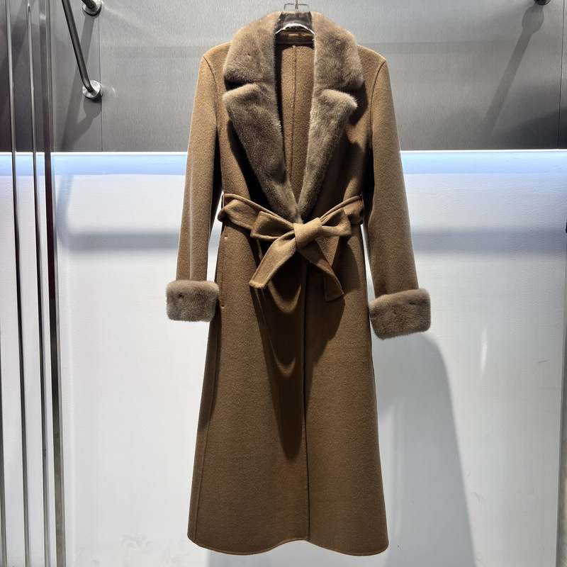Autumn and winter high-end imported mink cashmere coat women's slim long fur [wholesale-based order consultation]]