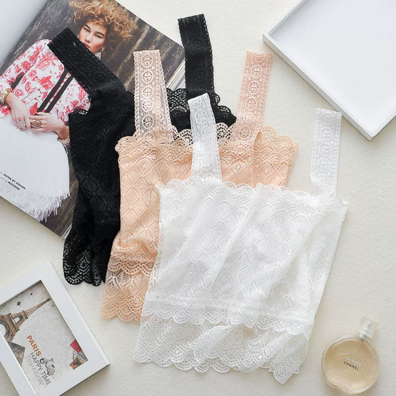 Lace protective underware, bra top, top with cups, tank top, base body-friendly tube top, plus size