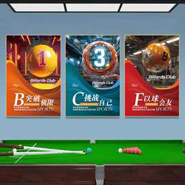 台球厅装饰画挂画斯诺克海报新创意台球室新款桌球室俱乐部免打孔