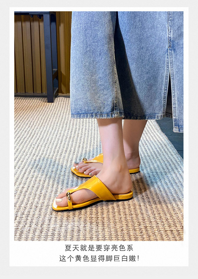 Dép sandal nữ quai ngang xỏ ngón mũi vuông đế bằng — Màu trắng, Màu vàng, Màu đen chi tiết 20