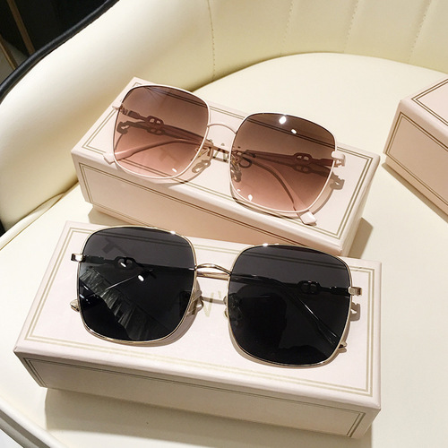 New Square Big Face Slimning Sunglasses  New Model Sunglasses Korean Version Ins Round Face Brown Women Sunglasses