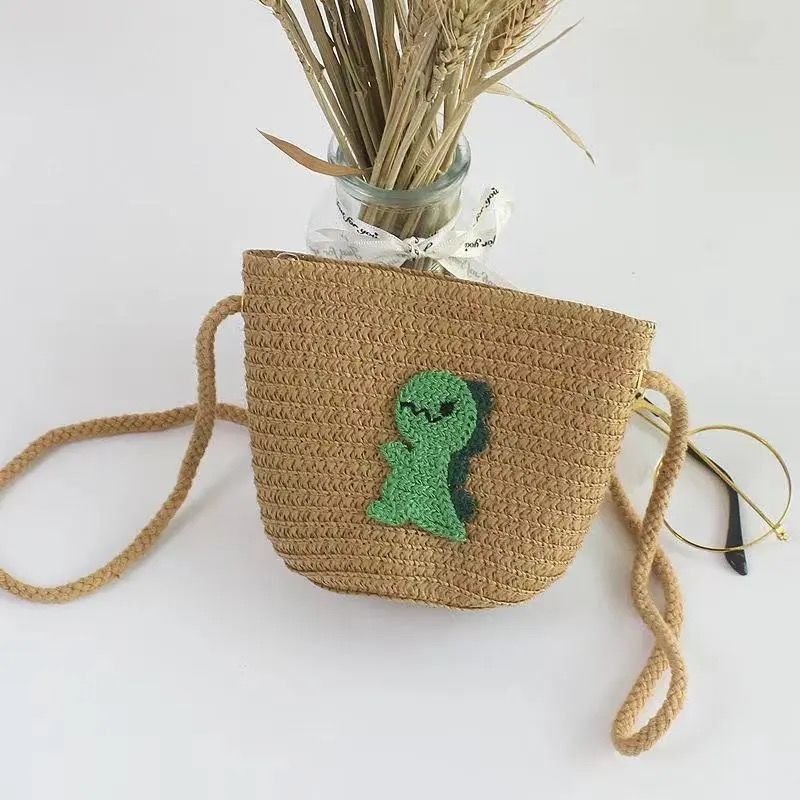 Bolsos Primavera/Verano Princesa Key Monedero Bolso para niños tejido a mano Mini fruta con cremallera Bolso bandolera